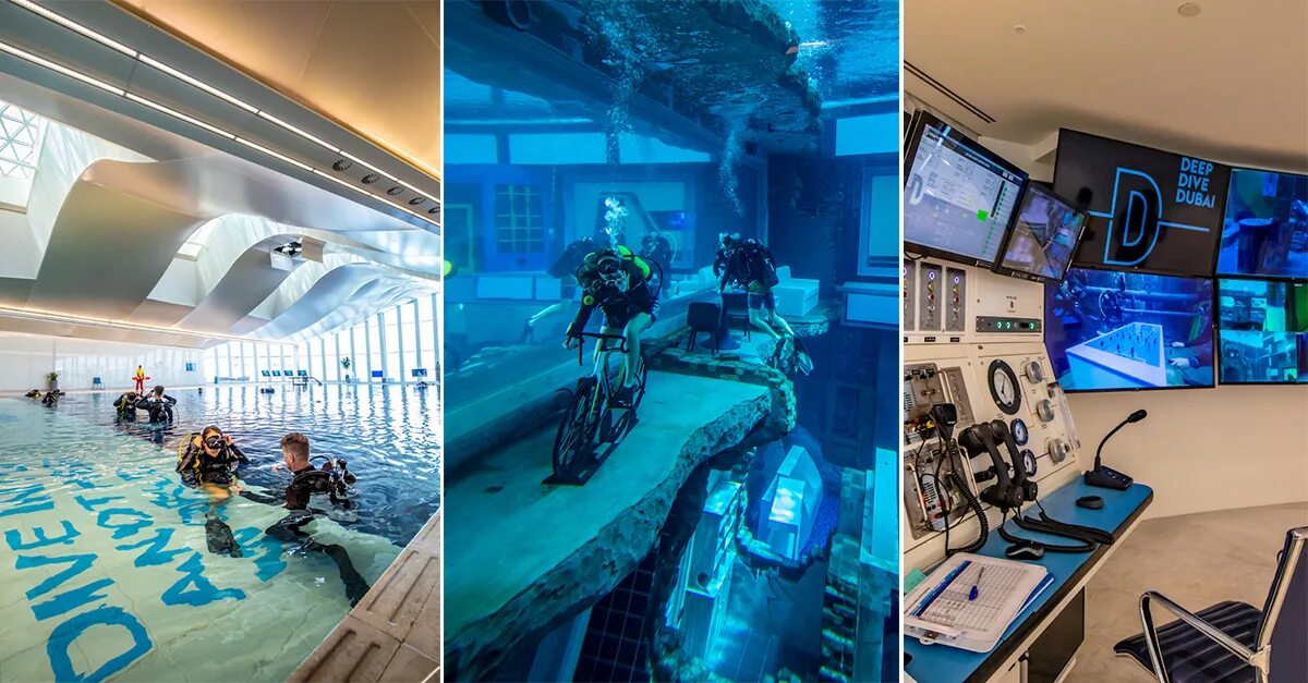 Дип дайв. Дип дайв дубай. бассейн deep dive dubai. самый глубокий бассейн в мире в дубае. бассейн для дайвинга в дубае.