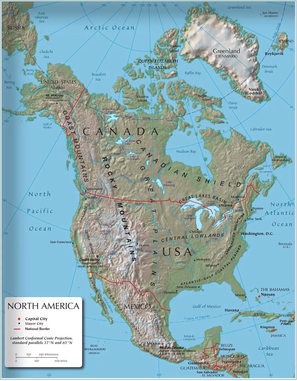 Характеристика карты северная америка. Скалистые горы на карте Северной Америки. Карта Северной Америки географическая. Физическая карта Северной Америки. Северная Америка на карте физическая карта.