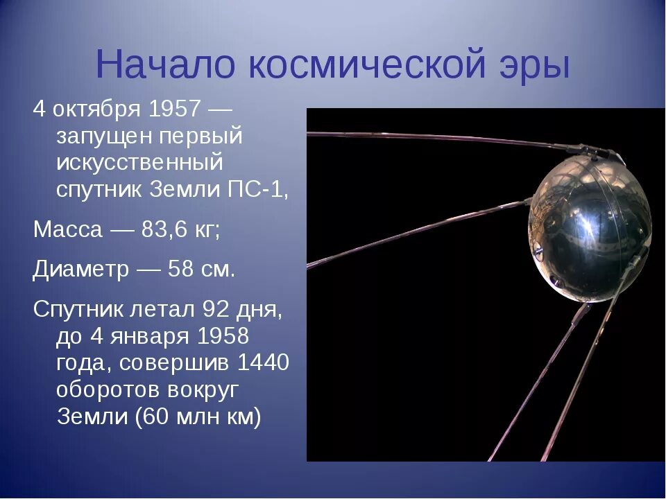 Год запуска 1 искусственного спутника