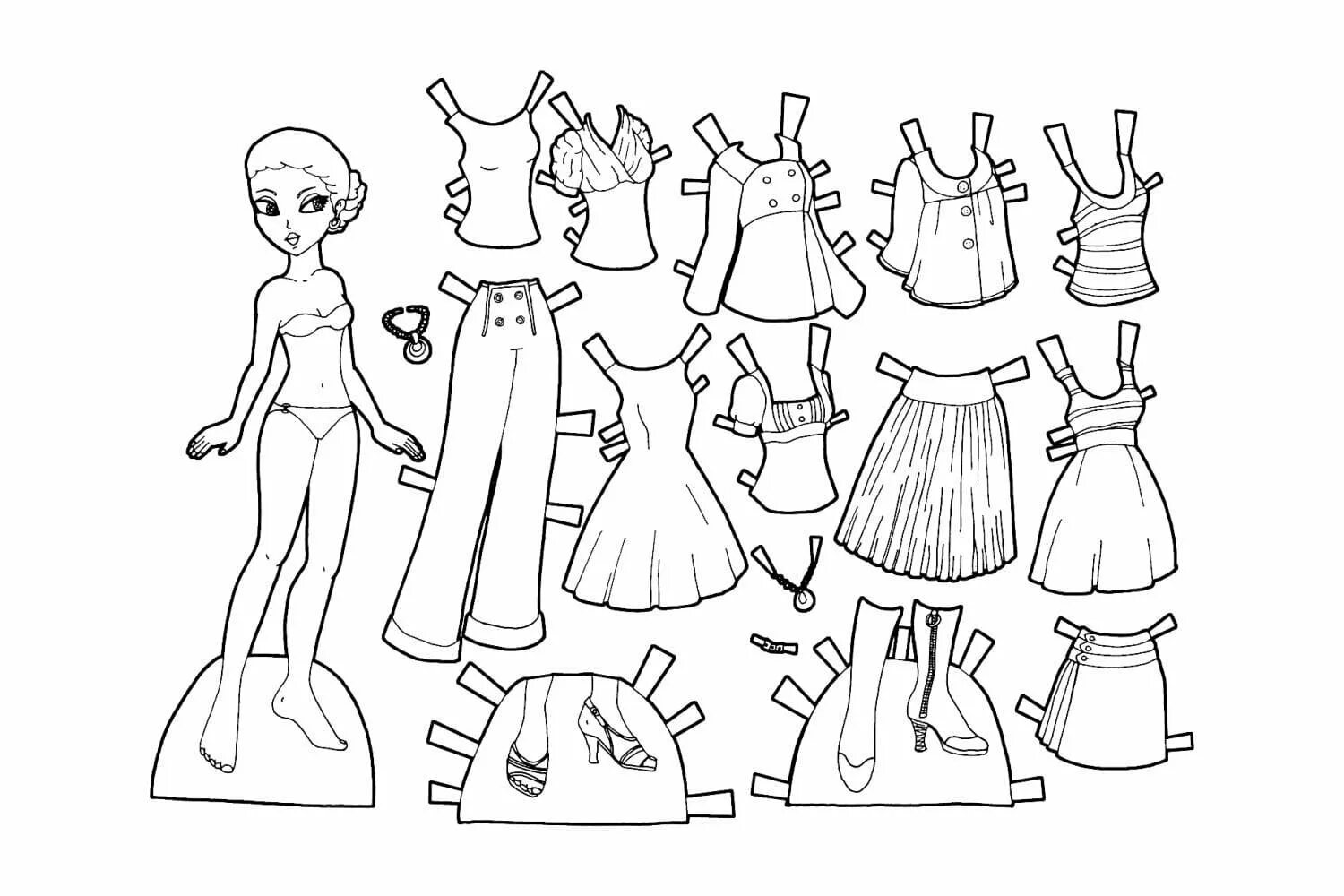 Раскраски переодевалки. Раскраски куклы Барби с одеждой для вырезания. Кукла с одежками раскраска. Раскраска кукла с одеждой. Раскраски одевалки для девочек.