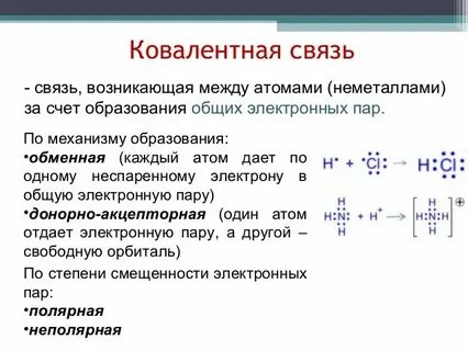 Схемы образования связей между атомами