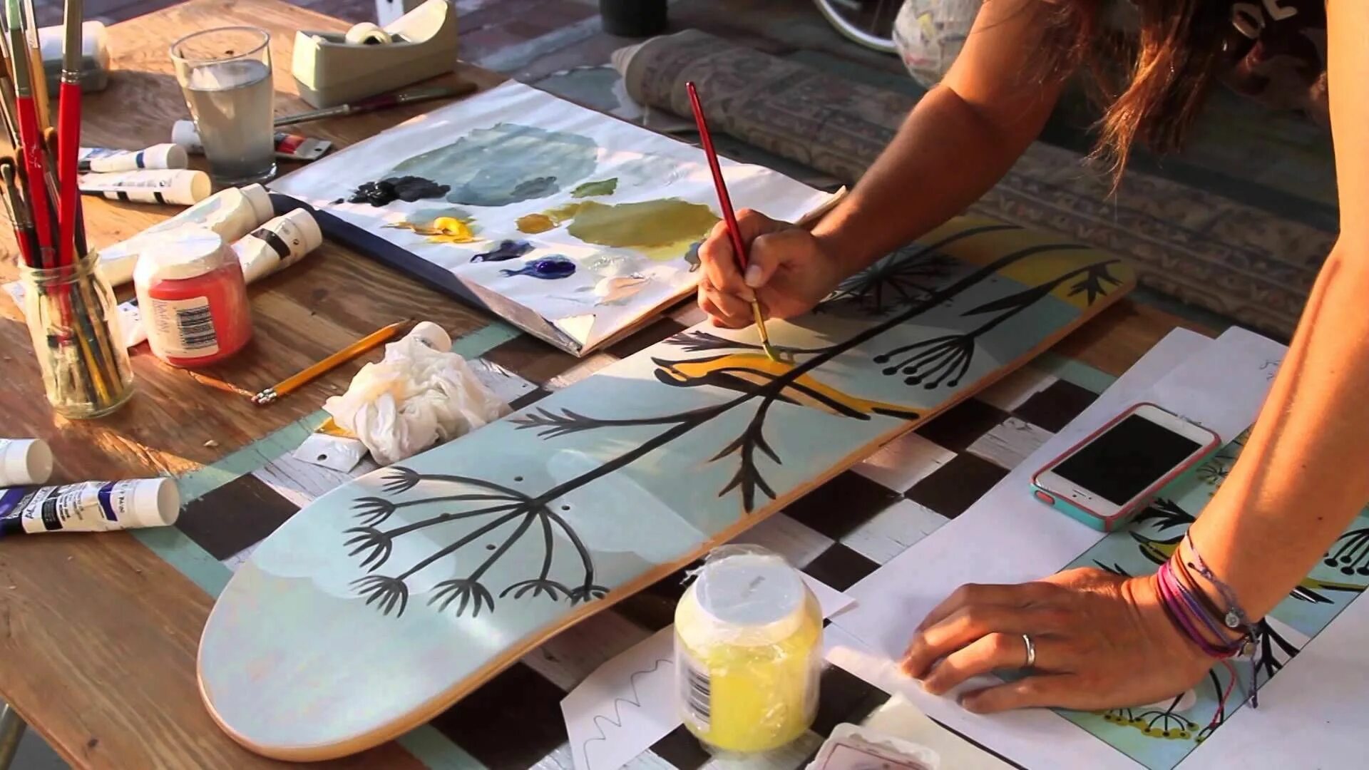 Skate Deck Painting. Painting course. Collecting stamps, Painting, Skateboarding. Paint on Painting Shovel. Talented artist