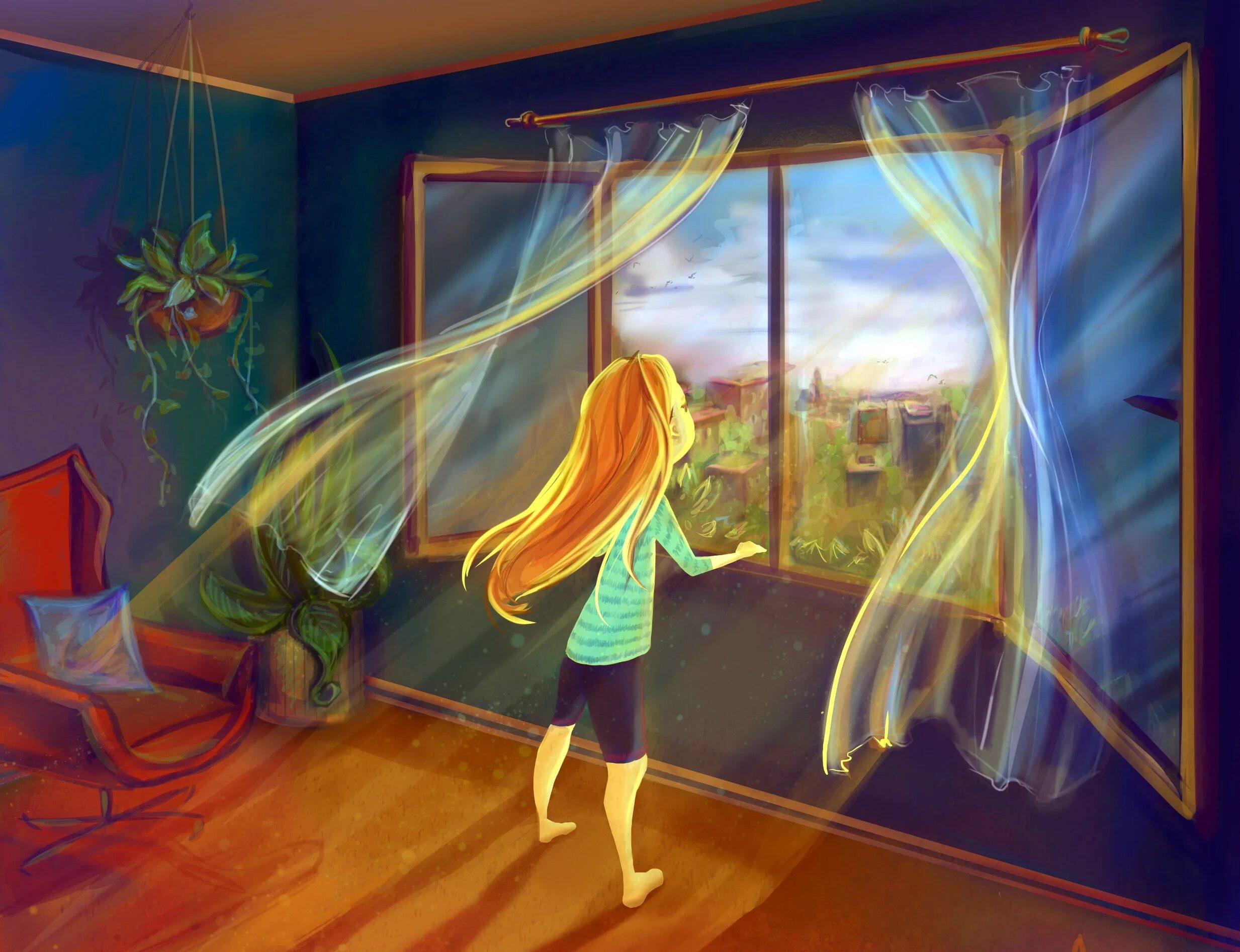 Солнечный свет в комнате живопись. Девочка у окна. Лучик солнца в комнате живопись. Сказочная комната с окном. Спала с открытой дверью