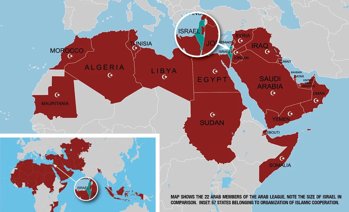 Арабские государства на карте
