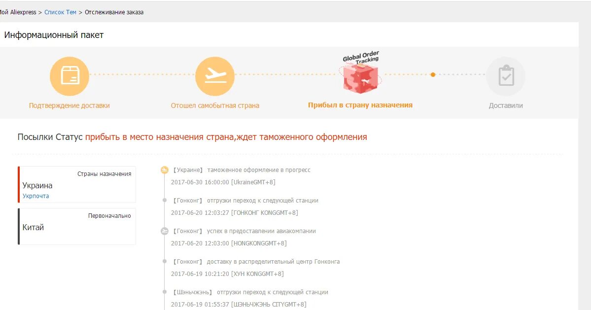 Алиэкспресс отслеживается