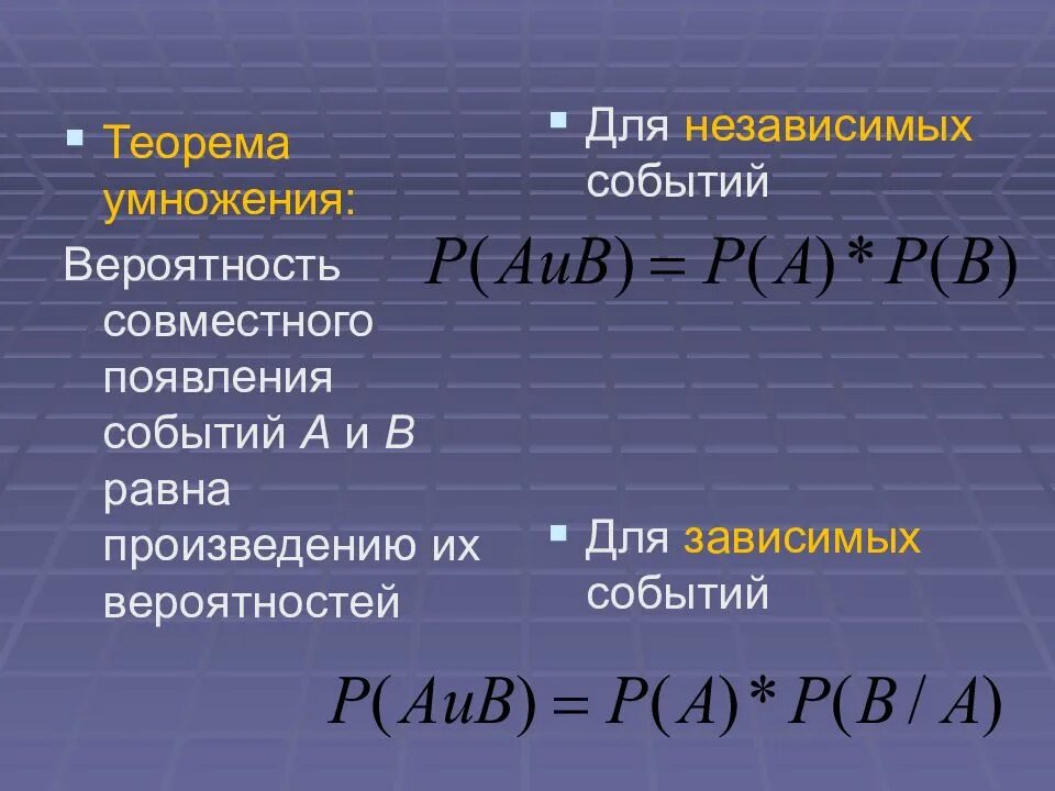 Зависимые и независимые события в теории вероятности. Зависимые и независимые события формулы. Зависимые события формула. Формула умножения вероятностей зависимых событий.