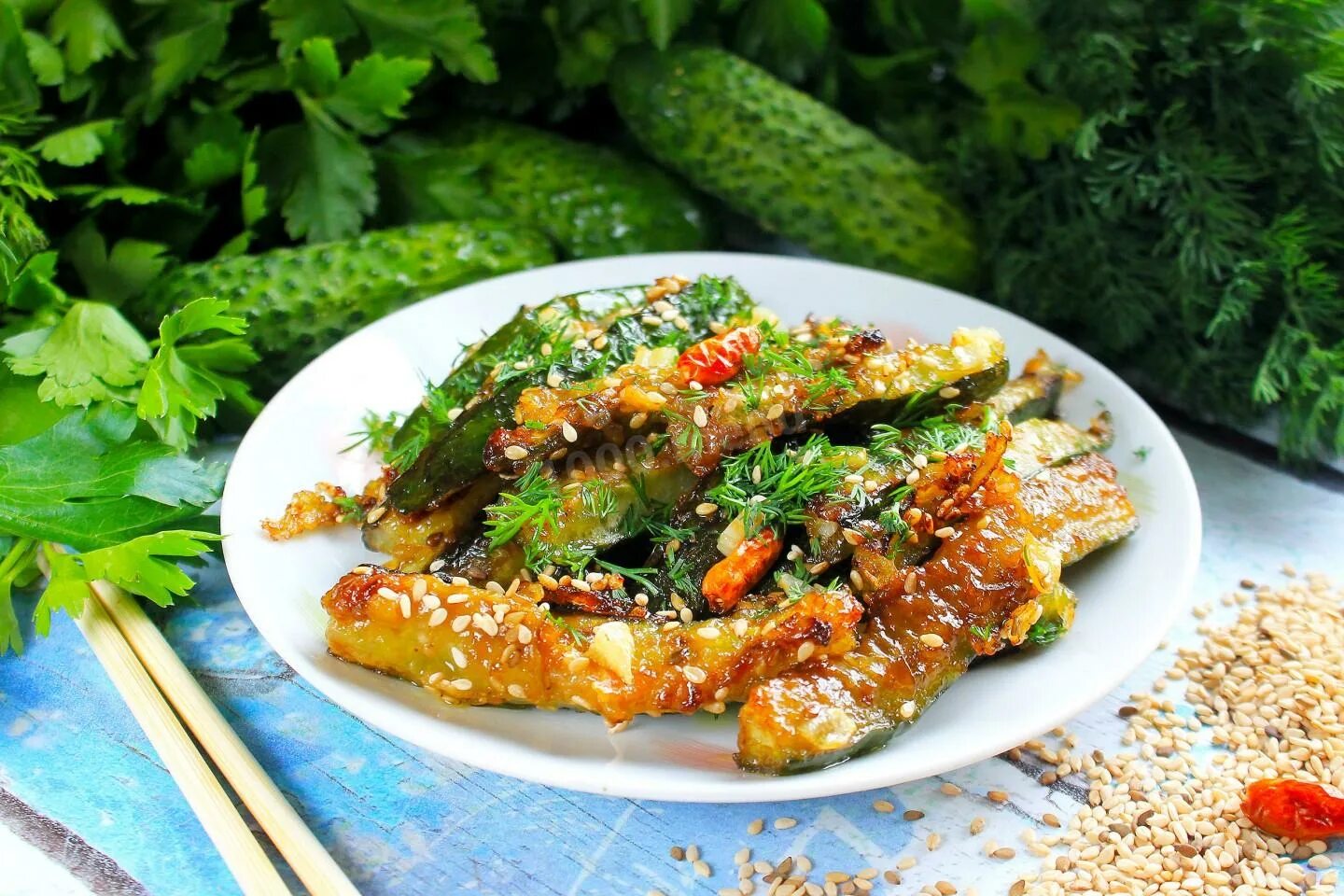 Жареные огурцы по-корейски - пошаговый рецепт с фото на Повар.ру
