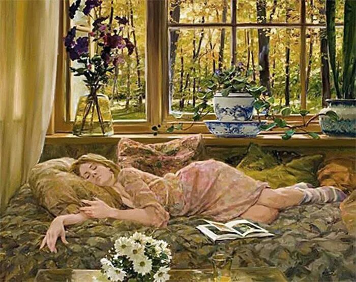 Установить жизнь после. Художник Дэвид Хеттингер. David Hettinger картина воскресенье. Картина выходной. Сказка со счастливым концом.