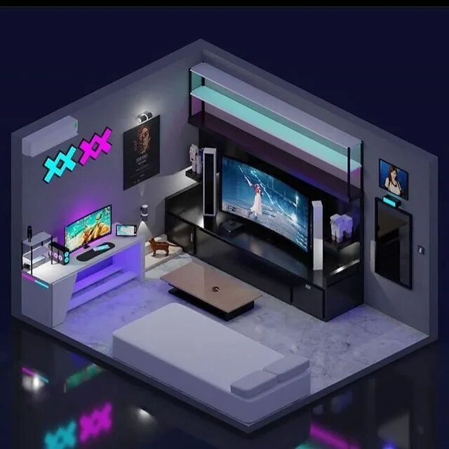 Game maker комнаты. Blender геймерская комната. 3d комната игровая. комната в блендер 3д. проект комнаты с компьютером блендер 3д.