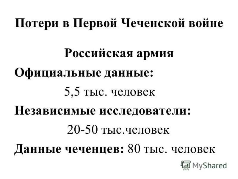 потери в чеченских войнах российских