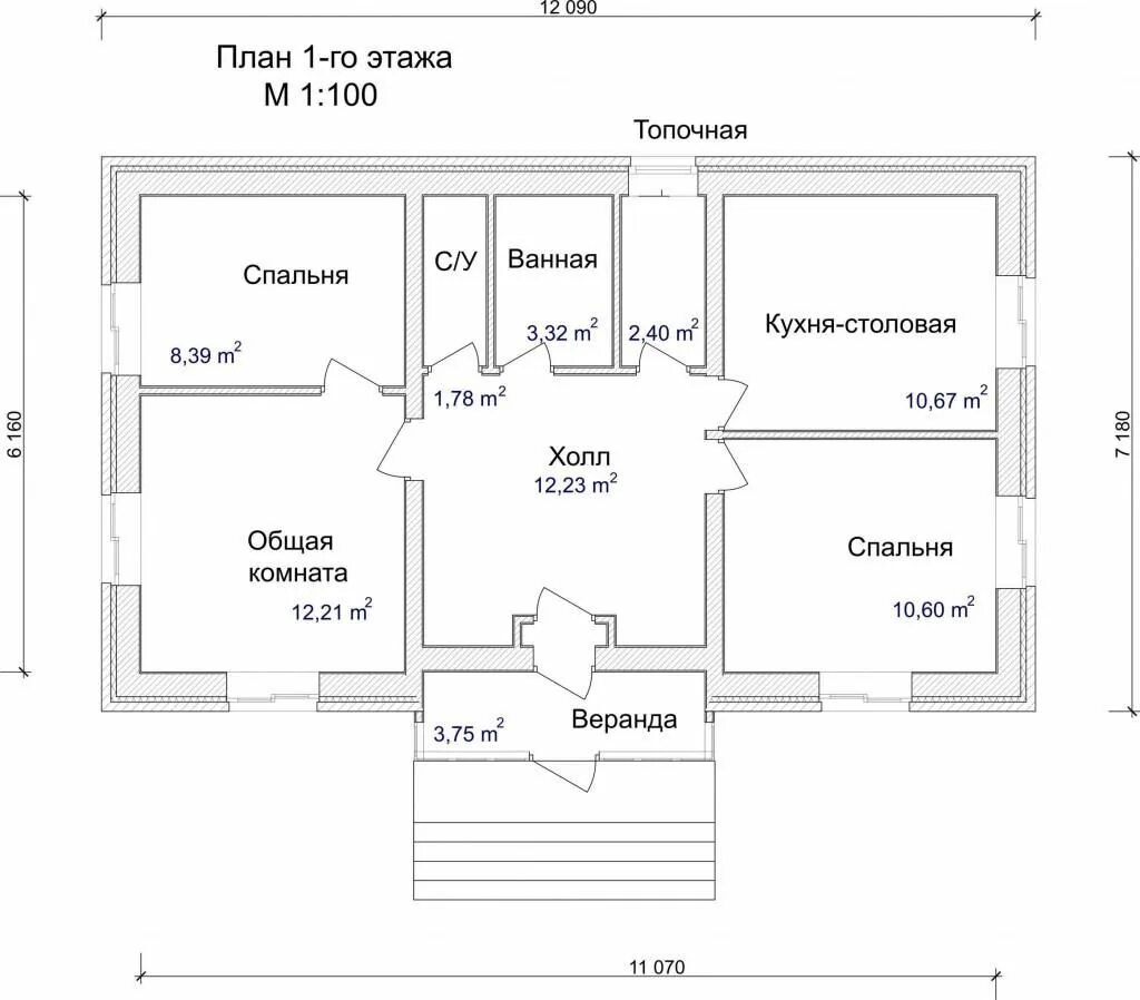 Планировка дома 4 комнаты. Схема планировки одноэтажного дома. Планировка дома 7 на 9 одноэтажный с двумя спальнями. План схема одноэтажного дома с тремя спальнями.