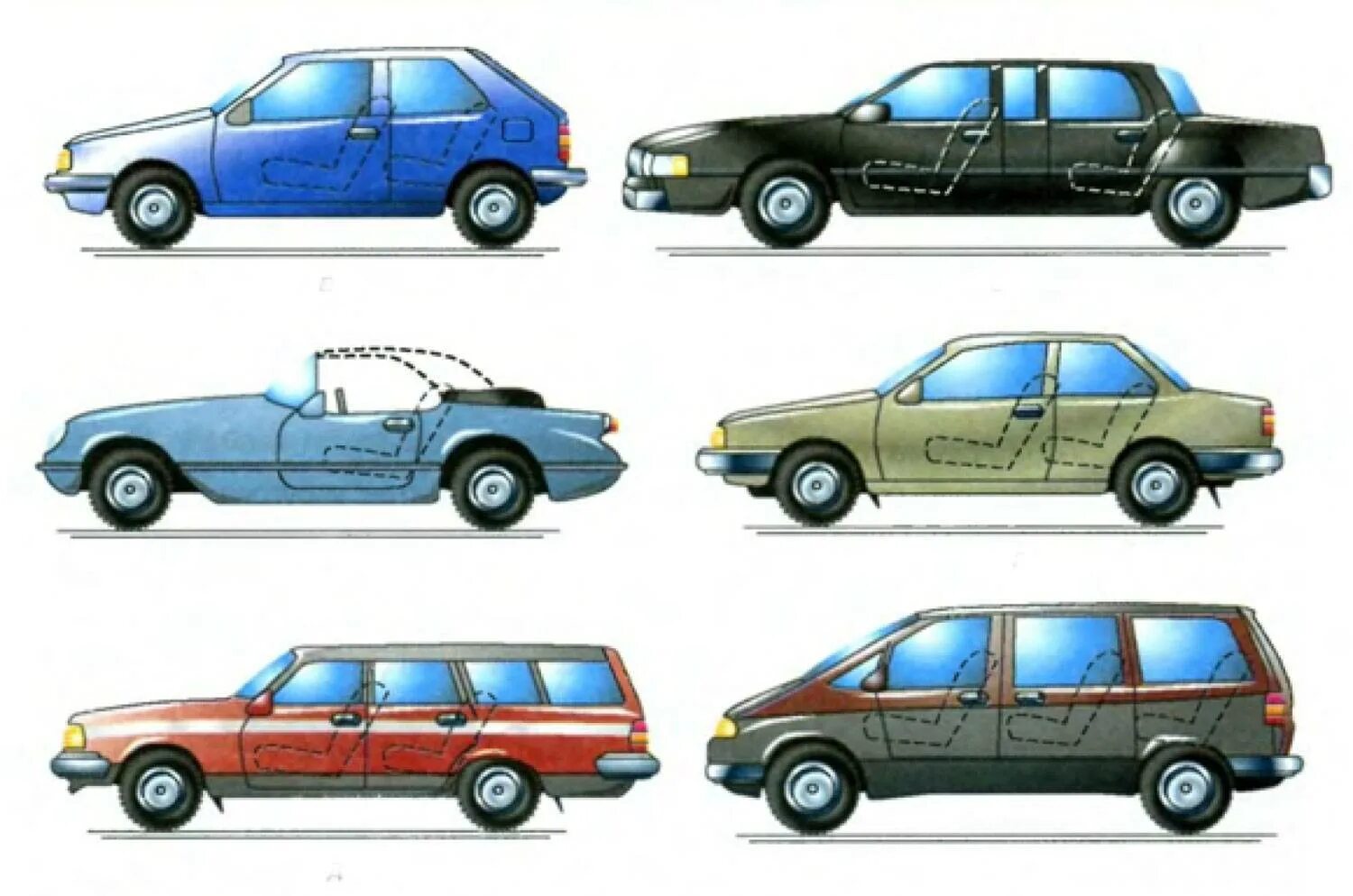 Какие виды автомобилей. Типы кузовов легковых автомобилей. Седан купе хэтчбек универсал различия. Седан универсал хэтчбек отличия. Фольксваген Тип кузова.