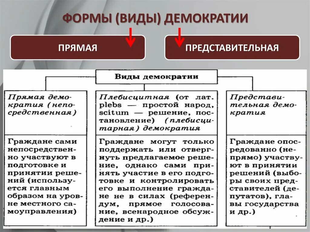 Примеры непосредственной демократии. Понятие и виды демократии. Виды демократии и их различия. Современные формы демократии. Формы представительной демократии.