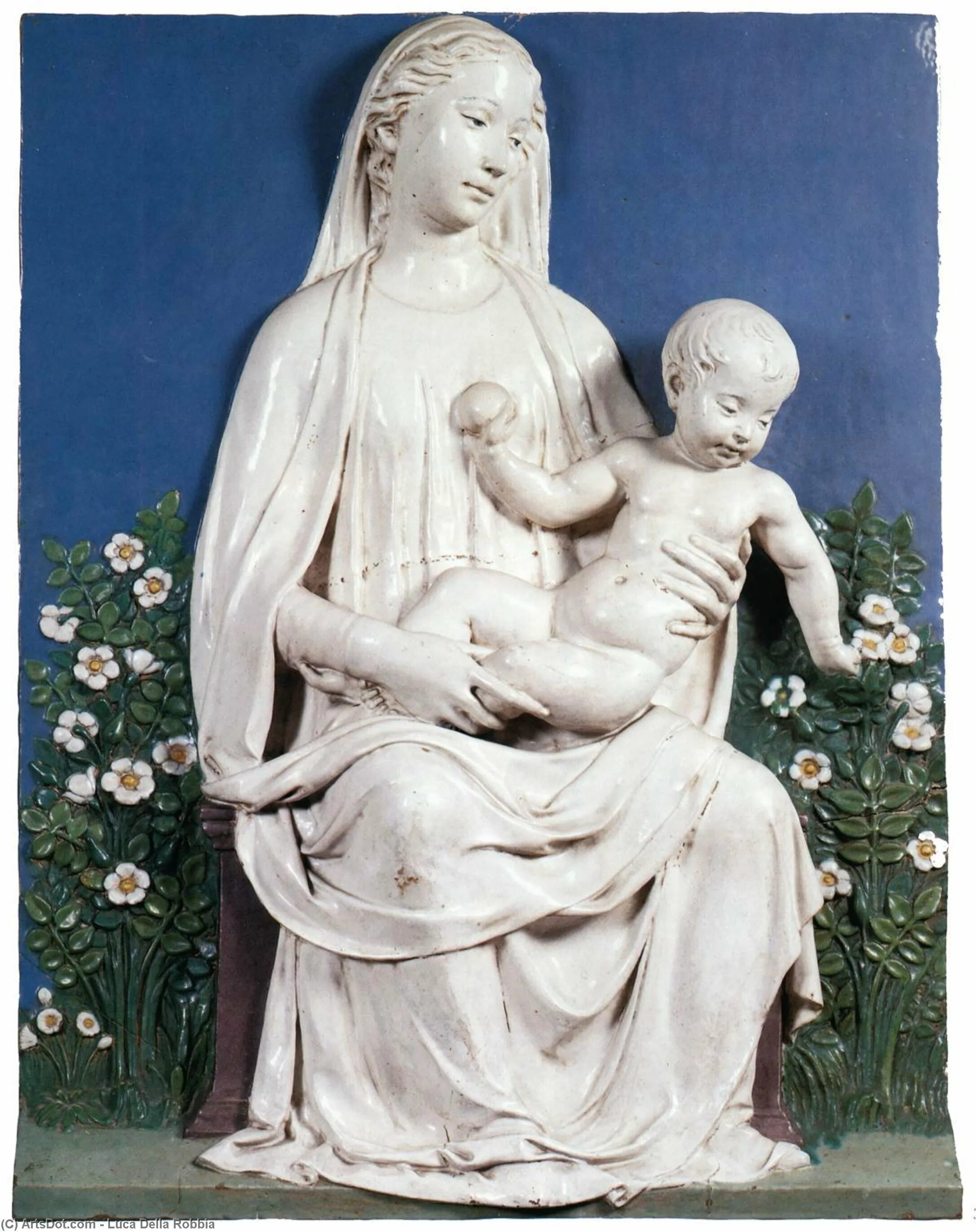 Скульптуры ренессанса. Роббиа Андреа. Мадонна в розах. Роббиа Андреа. Мадонна в розах 1455, музей Барджелло, Флоренция.