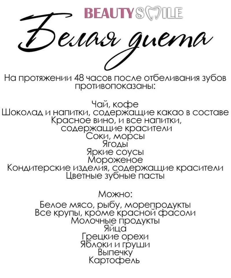 Что нельзя есть после гигиенической чистки зубов. Белая диета после отбеливания зубов. Белая диета для зубов. Белая диета после чистки. Диета после отбеливания зубов.
