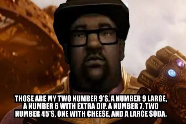 One s a number. Two number 9 number 9 large a number 6 with Extra Dip. A number 9 large. Number 6 with Extra Dip. Two number Nine a number Nine large.