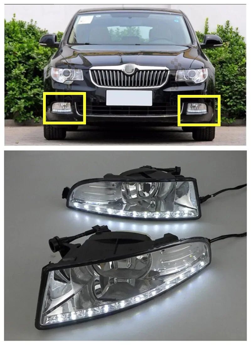 ПТФ Шкода а5. Skoda Octavia a5 led противотуманные фары.