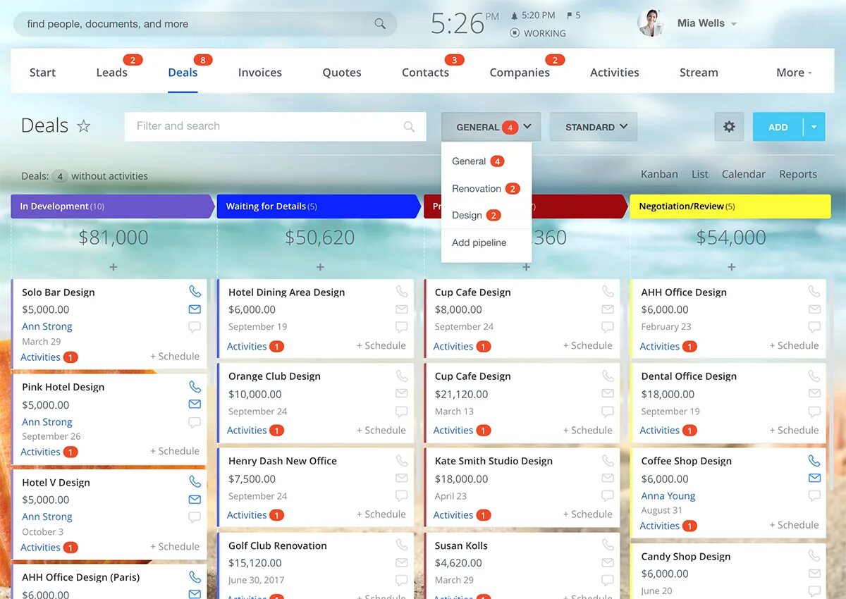 Crm deal list