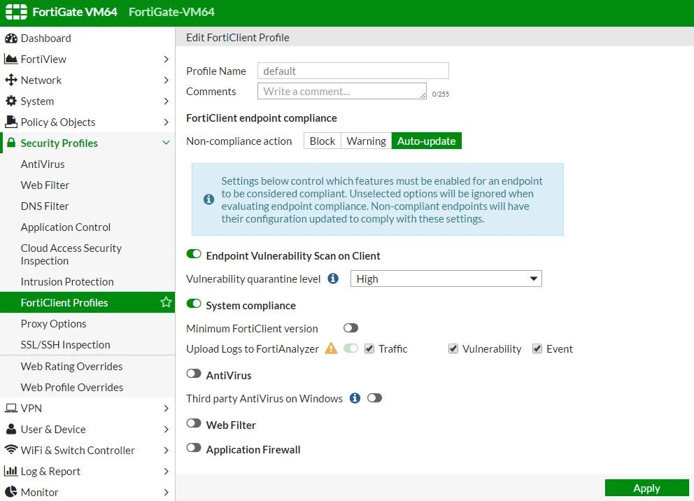 Proxy endpoint. FORTIGATE VPN settings.