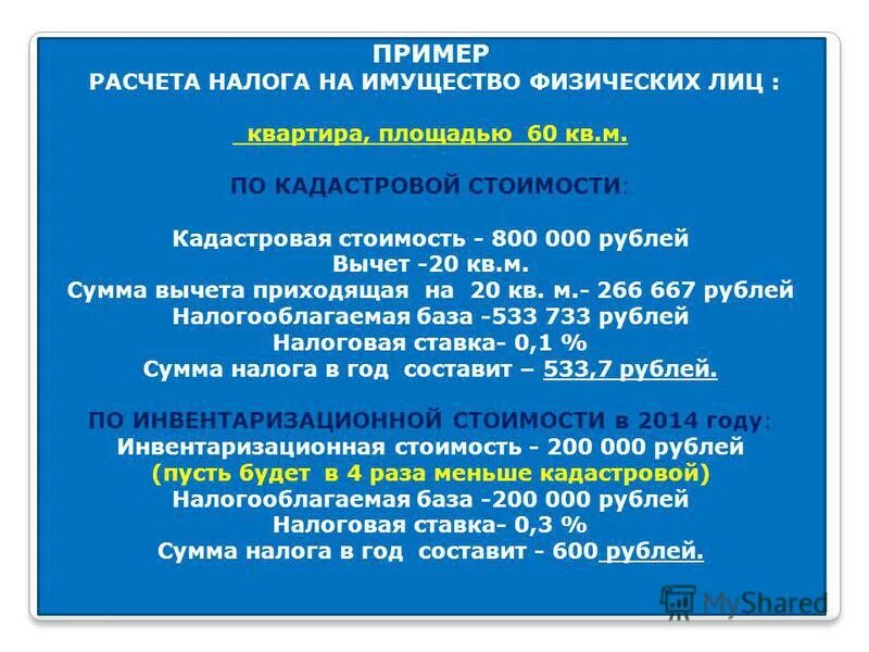 Расчет налога на имущество по среднегодовому. Как рассчитать налог на имущество физ лиц. Налог на имущество физ лиц как посчитать. Налог на имущество физ лиц формула расчета. Формула расчета налоговой базы по налогу на имущество физических лиц.