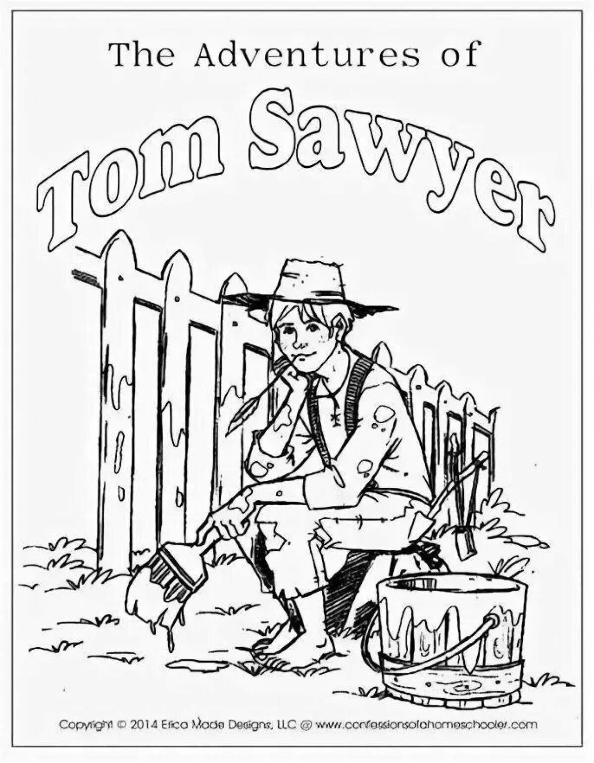 Том сойер рисунок легкий. Том Сойер раскраска. Иллюстрация к тому Сойеру. Приключения Тома Сойера раскраска.