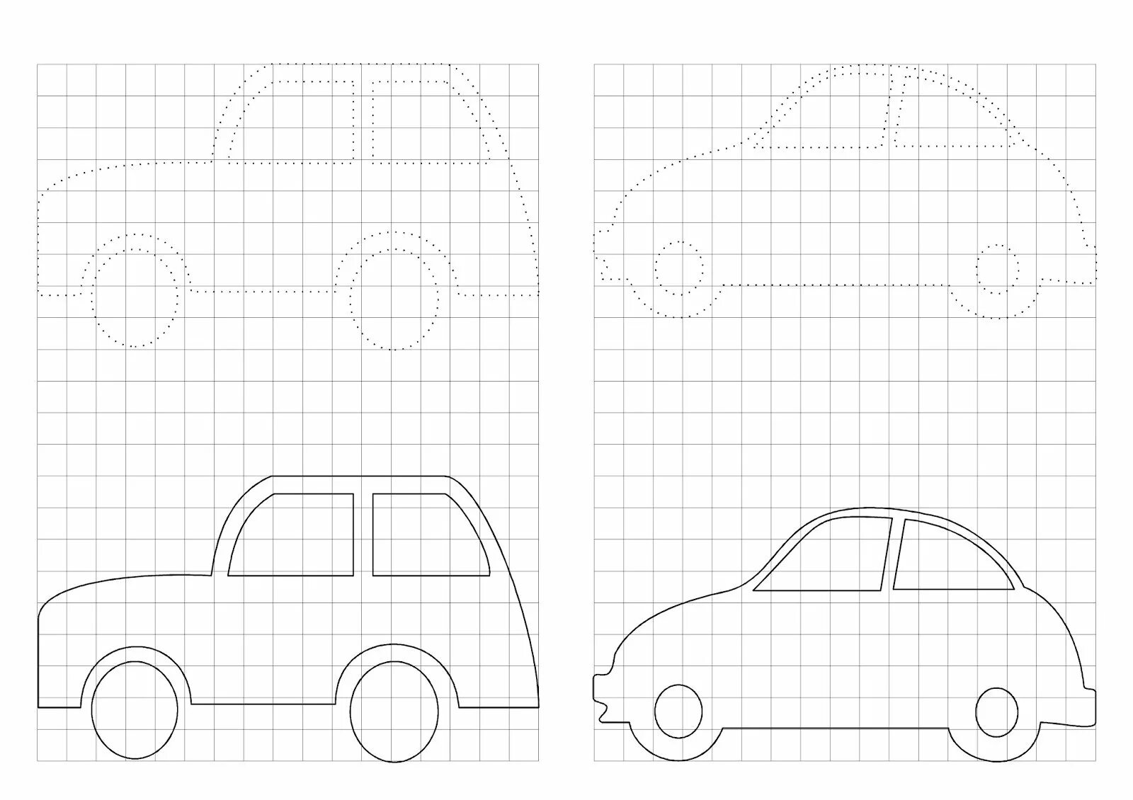 Рисунки по клеточкам. Рисую по клеточкам манишу. Машинки по клеткам. Рисование по клеточкам в тетради машины. Машина по клеткам