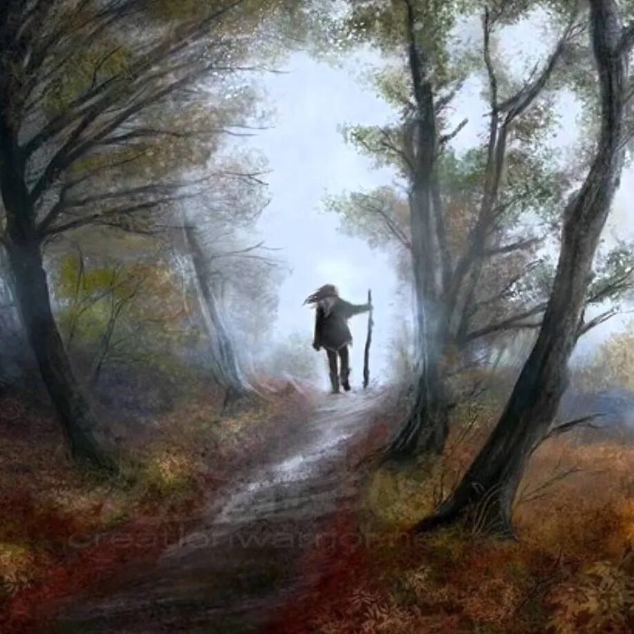 Путник на дороге. Тернистый путь человека. Странник в пути. Дорога к богу. Сюрреалистические пейзажи.