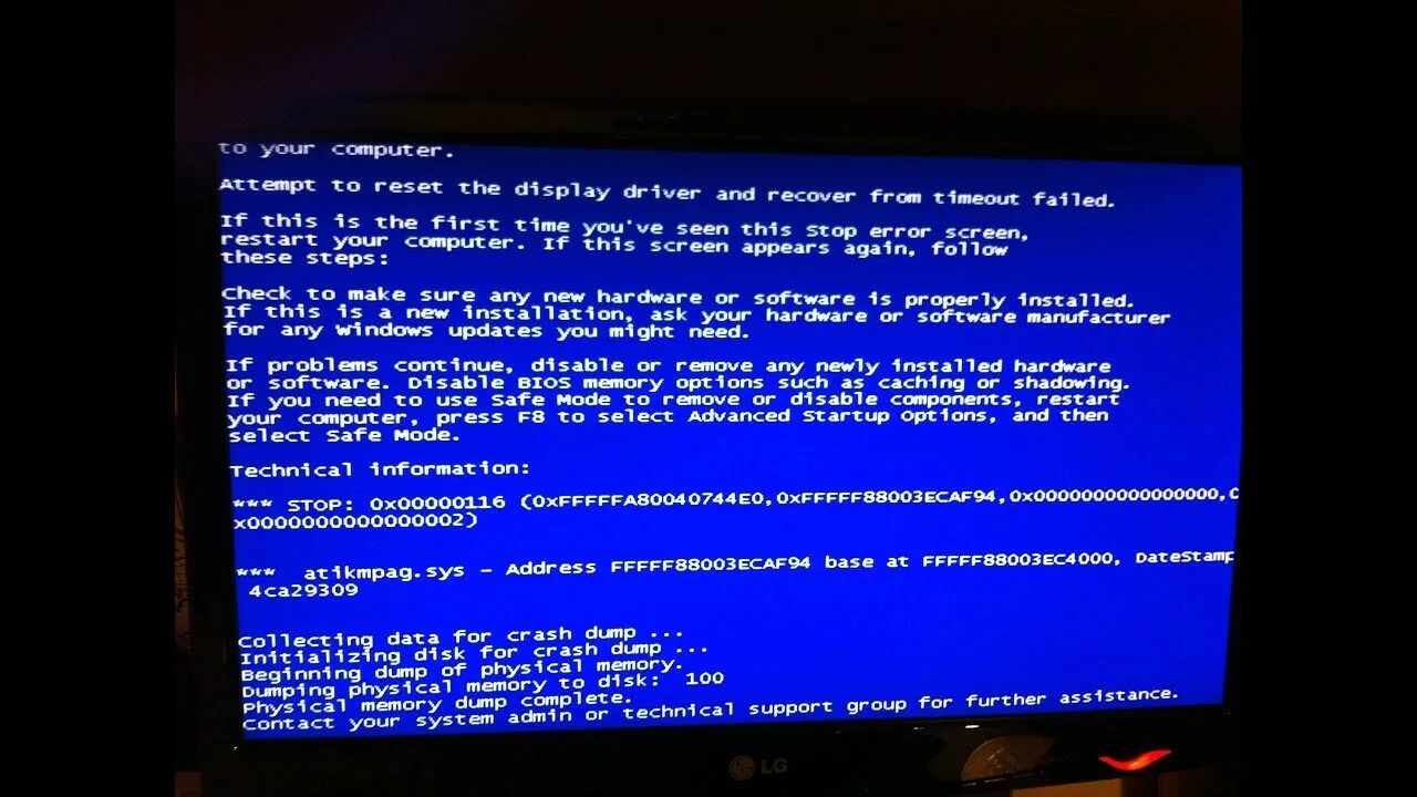 Синий экран 0x000000116 Windows 7. Синий экран смерти 0х0000000а. Синий экран смерти Windows 7. Экран ошибки.