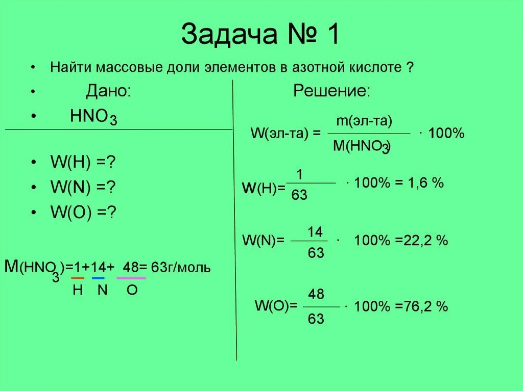 Рассчитайте массовые доли элементов соединения. Вычислите массовые доли элементов в азотной кислоте hno3. Как найти массовую долю азотной кислоты. Задачи на нахождение массовой доли элемента.