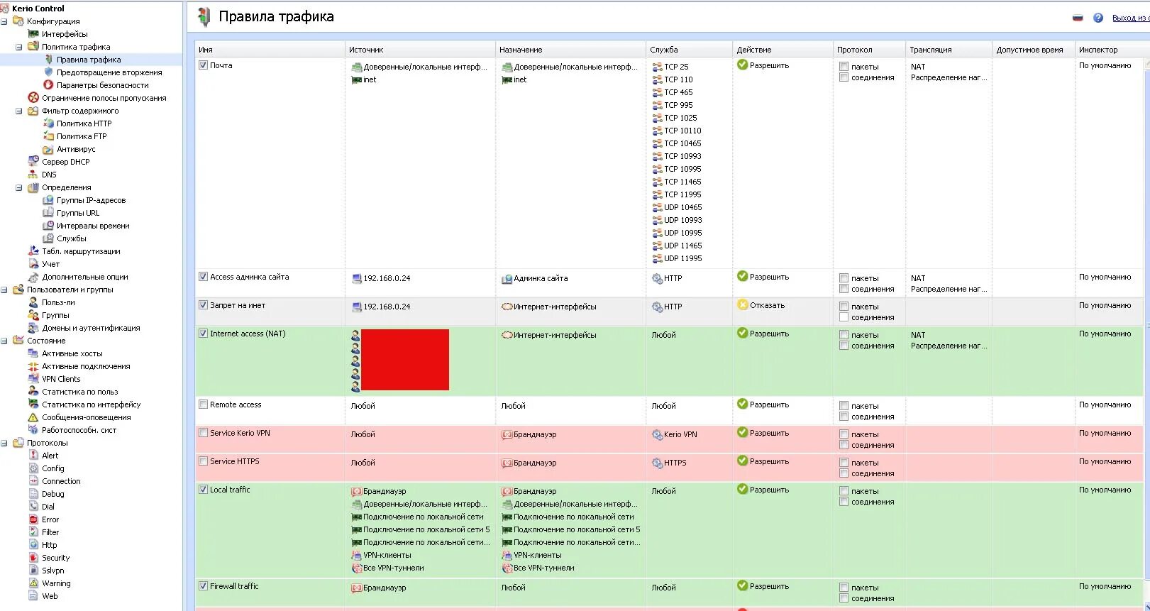 Kerio Control. Kerio правила трафика. Kerio Control правила трафика. Kerio Control VPN клиент.