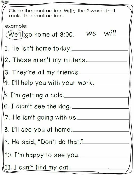 Contractions в английском языке. Contraction example. Contractions Worksheets. Contraction in English Grammar. Write the sentences with contractions