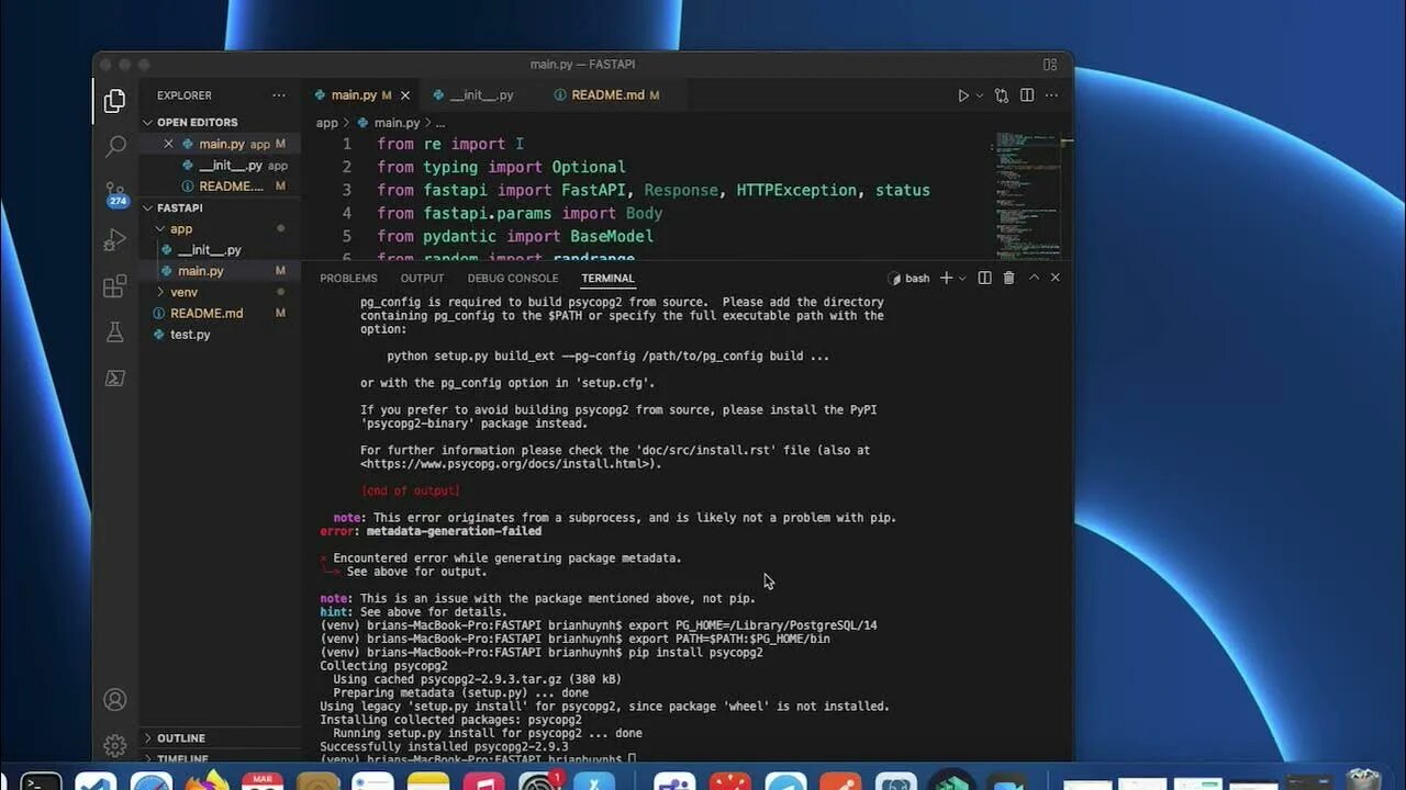 Fastapi postgresql