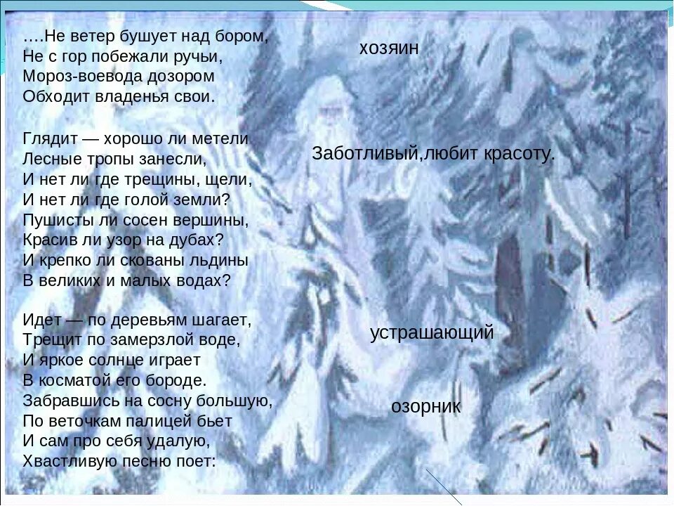 Некрасов зимнее стихотворение. Н Некрасов Мороз красный нос Мороз-Воевода. Некрасов не ветер бушует над бором стих.