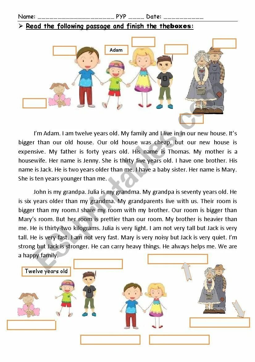Talk about your family members use comparatives. Talk about your family members use comparatives