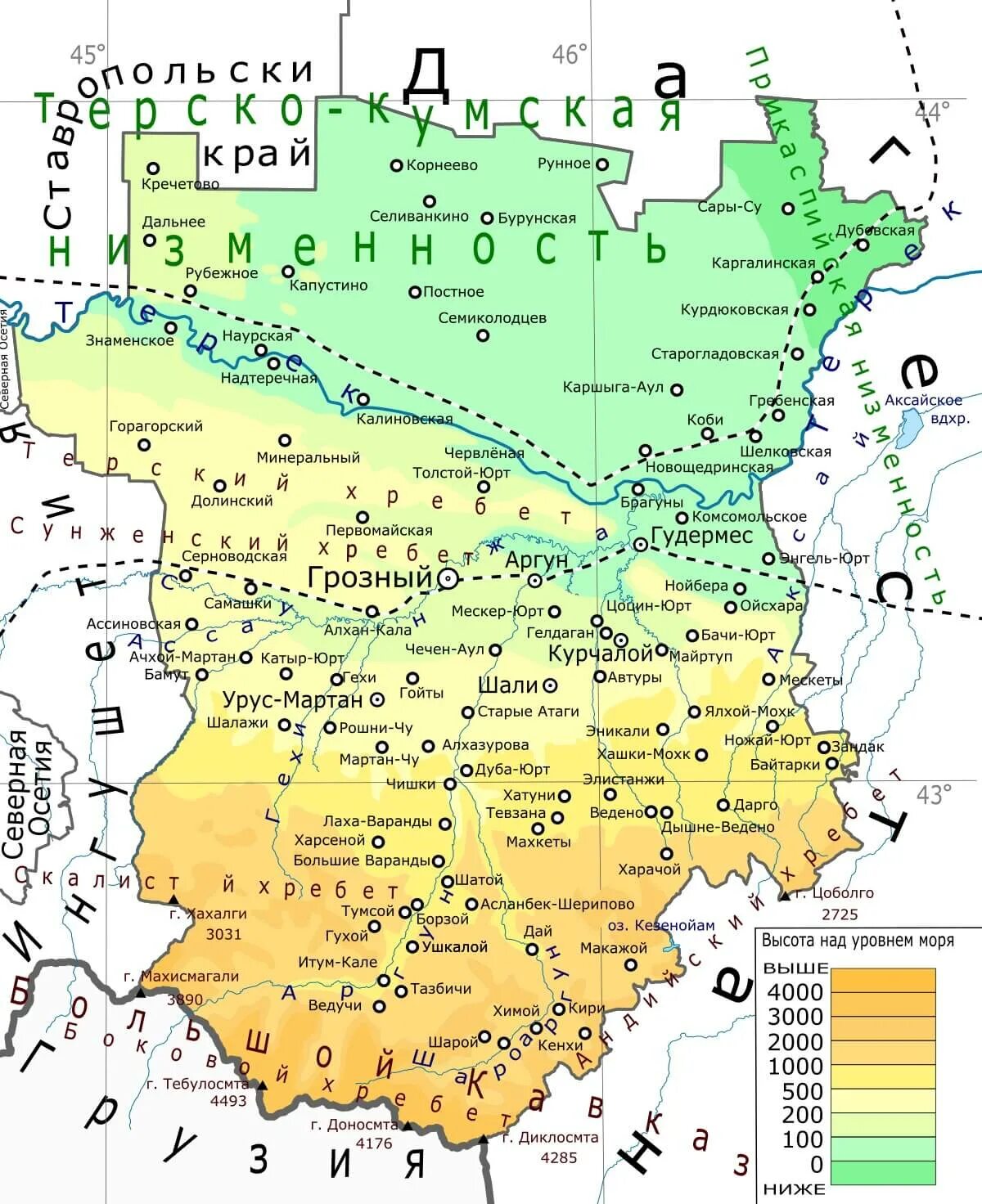 Географическая карта Чеченской Республики. Подробная карта Чеченской Республики. Карта Республики Чеченская Республика. Подробная карта Республики Чечня. Ичкерия что за страна это где