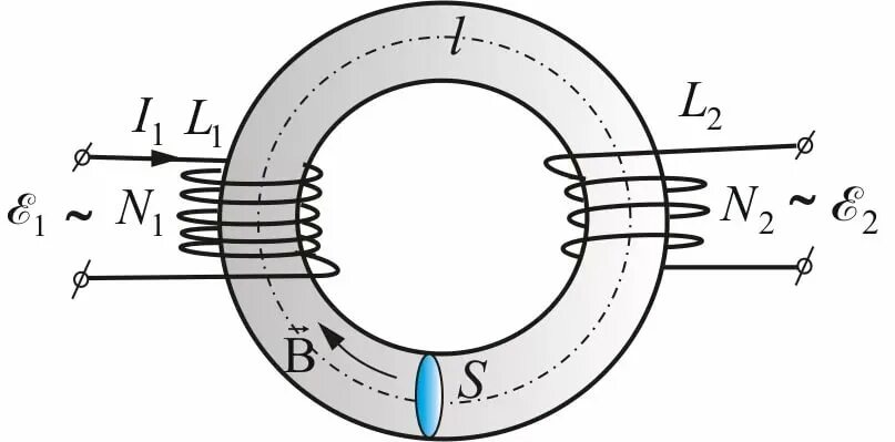 Трансформатор магнитная индукция. Тороидальный трансформатор схема обмоток. Магнитная индукция тороидальной катушки. Тороидальный трансформатор схема. Электромагнитная индукция трансформатор схема.