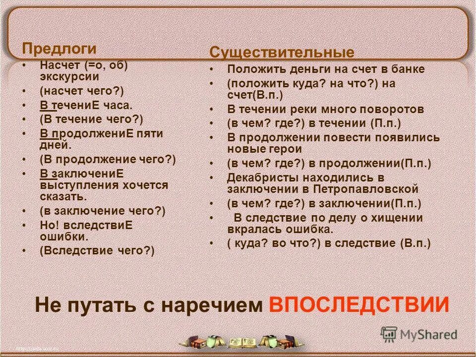 Впоследствии значение. Впоследствии значение