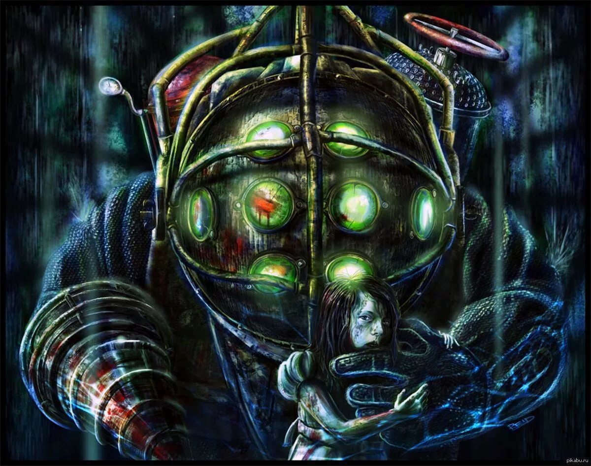 Bioshock daddy. Bioshock папочка. Bioshock 2 большие папочки. Мистер Баблз биошок. Биошок Биг Дэдди арты.