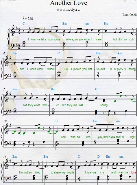 Анозер лов текст. Another Love на фортепиано. Another Love Ноты для фортепиано. Another Love Ноты для фортепиано легкая. Tom Odell another Love Ноты для фортепиано.