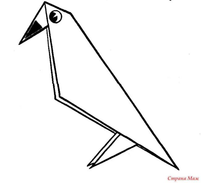 Оригами скворец. Оригами птицы ворона. Оригами ворона в подготовительной группе. Оригами Грач. Грач оригами схема.