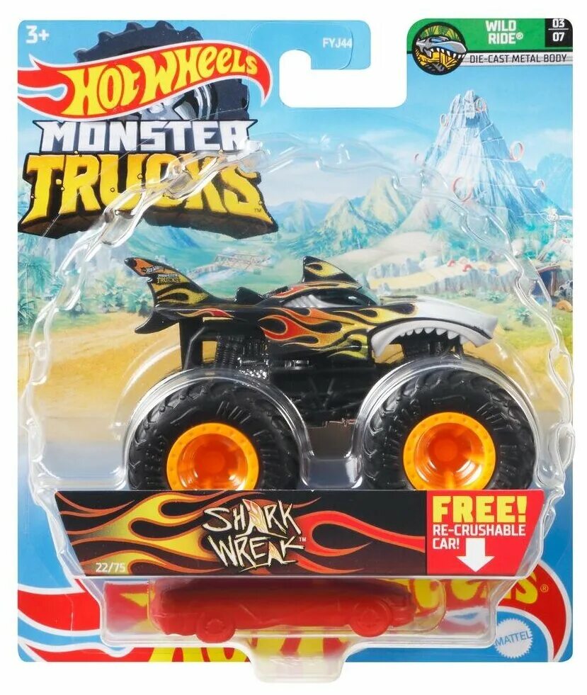 машинка hot wheels monster trucks shark wreak.