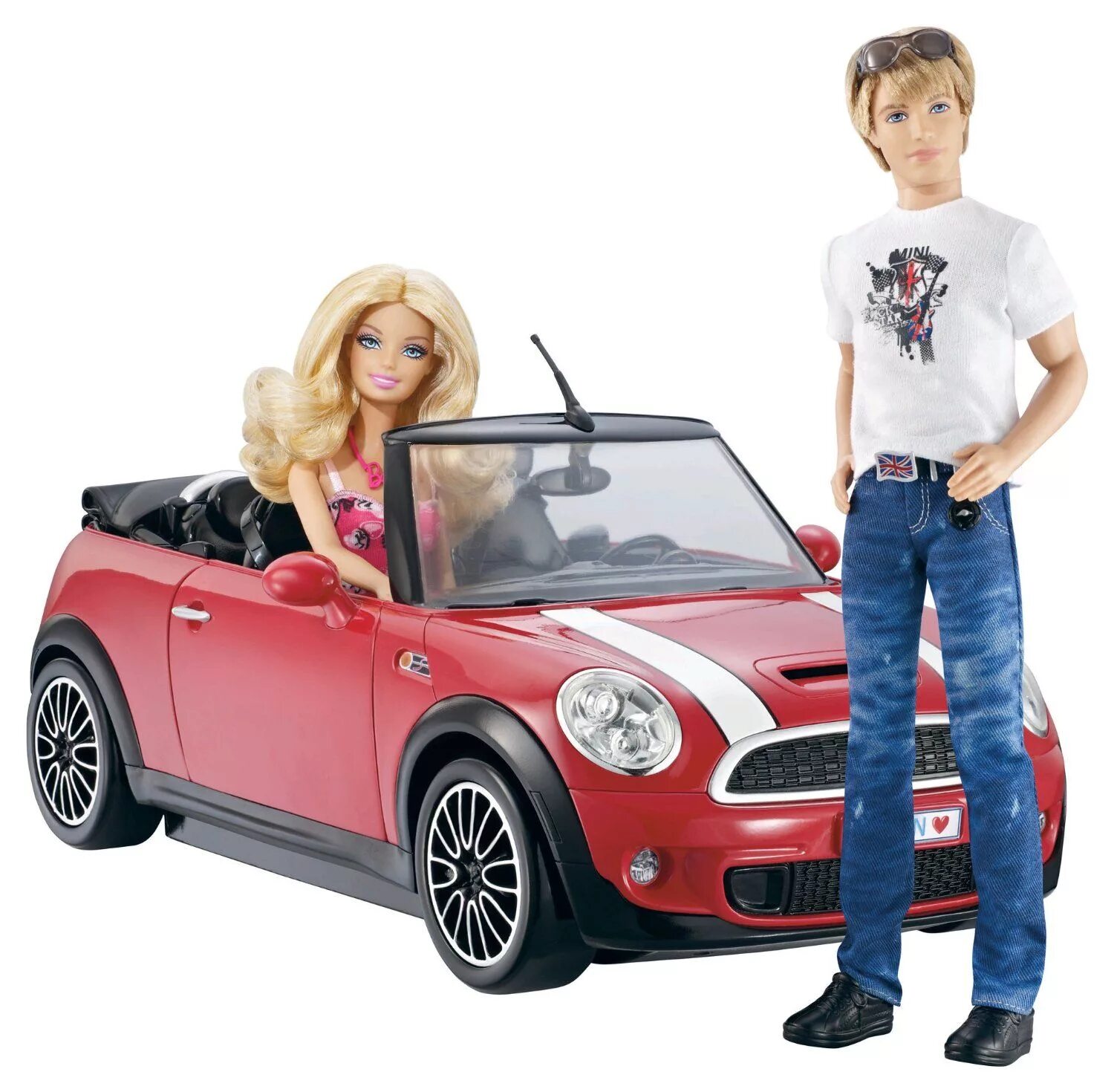 Купить куклы машину. Mini Cooper Ken Mattel. Mini Cooper Barbie. Кабриолет Кена Барби Кен. Игрушка мини Купер кабриолет.