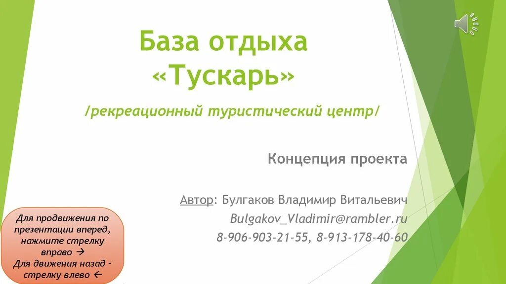 Концепция проекта. База отдыха "Тускарь"