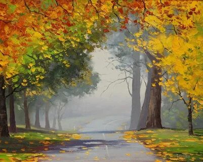 Осенние пейзажи картинки нарисованные
