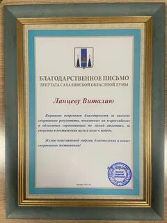 Областная благодарность