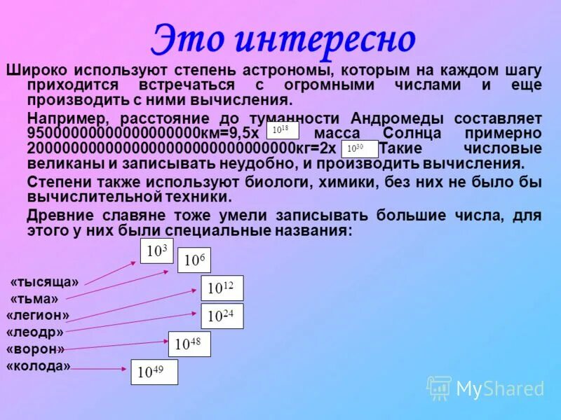 Стандартный вид числа в физике. Степень числа доклад. Свойство возведения степени в степень. Интересные факты о степени числа. Применение степеней в жизни.