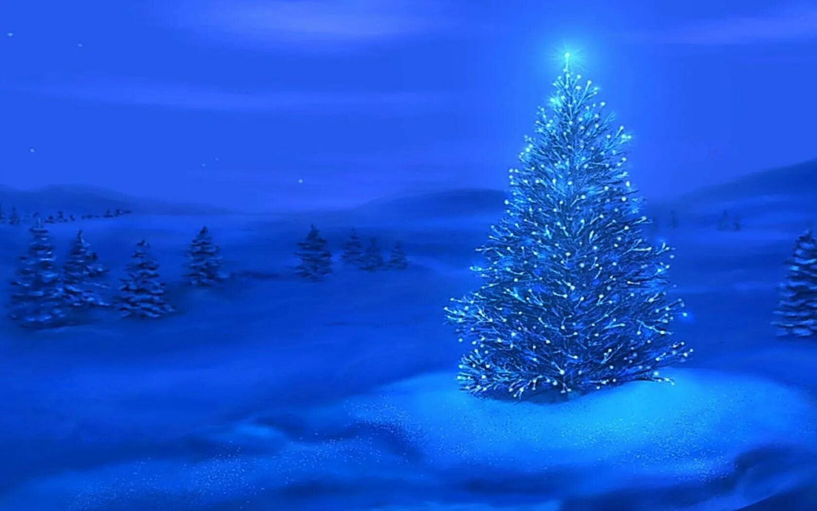 красивая елка на новый год. новогодняя заставка на рабочий стол. зимний фон. в новогоднем лесу. елка зимой.