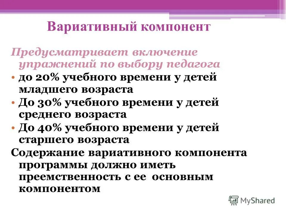 Программа вариативного компонента