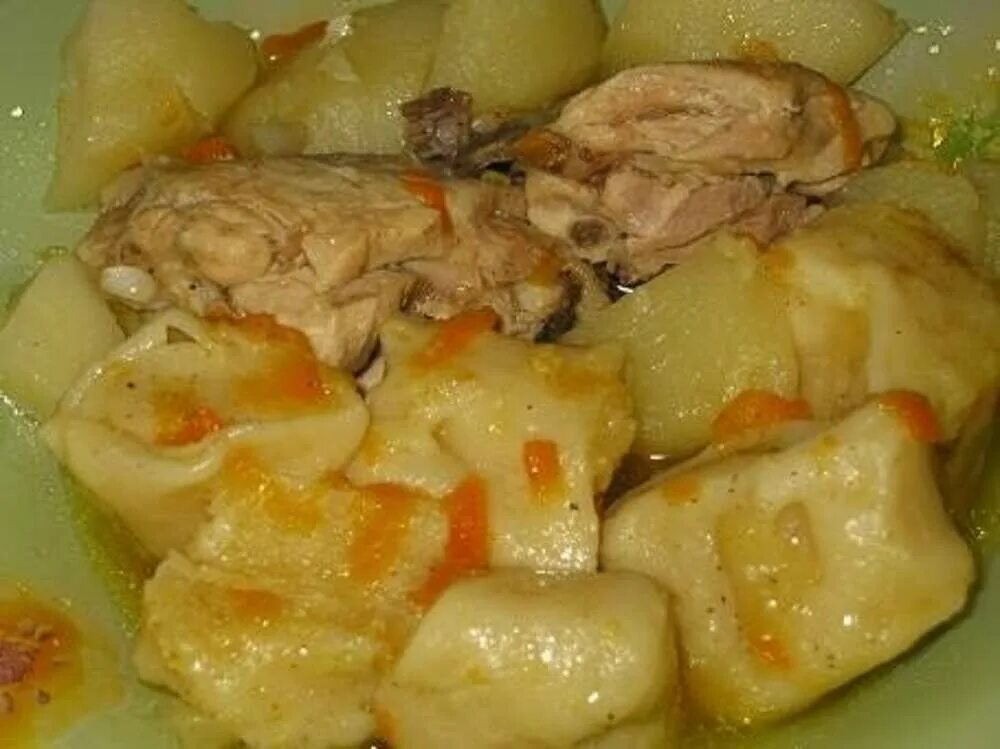 Курица с картошкой с тестом