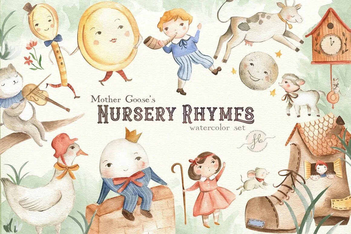 Nursery Rhymes. Mother Goose's Nursery Rhymes. Mother Goose Rhymes. Иллюстрации к Nursery Rhyme.